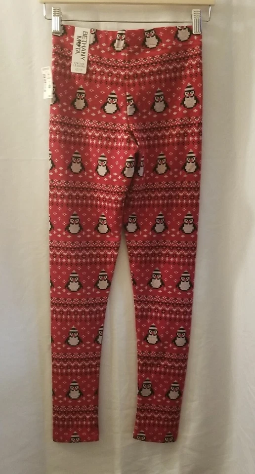 AEROPOSTALE Bethany Mota Leggings Elásticos Juniors XS Rojo Pingüino Navidad Foto 2 de 4