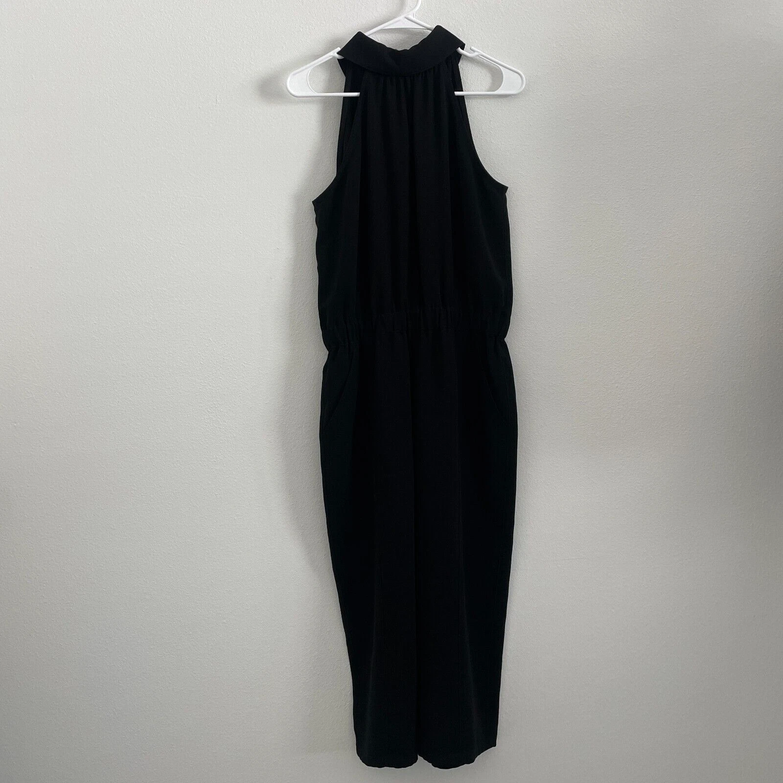 McQ Alexander Mcqueen Jumpsuit Women IT 40 Black Wide Leg Collar Pockets Classic