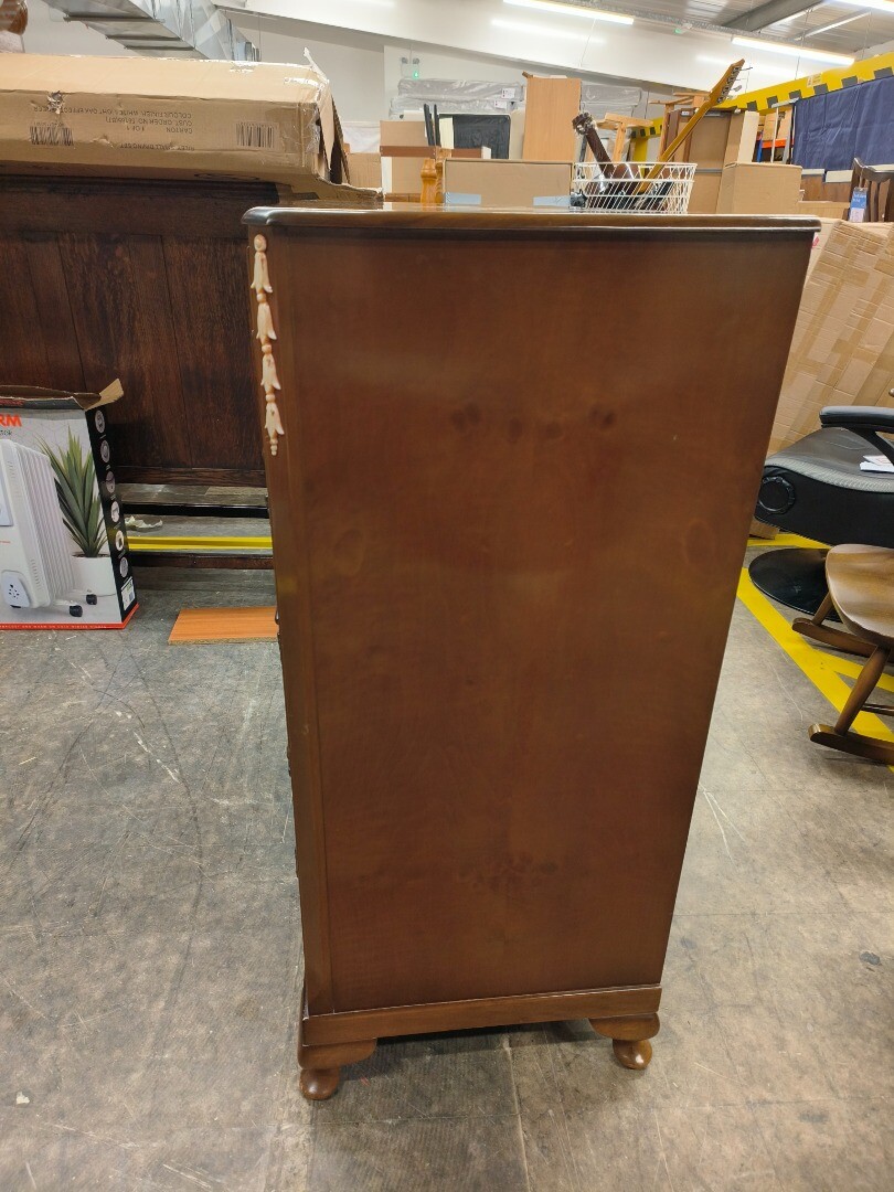 Antique Walnut 5 Drawers Floral Detail Chest Of Drawers. CS L54 eBay