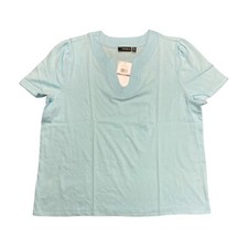 NWT Rafaella Women's Cotton Jersey Short Sleeve V Neck Top Atomizer Medium
