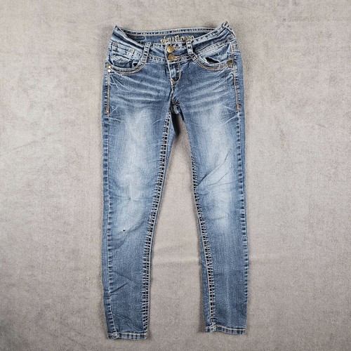 Wallflower Jeans Junior 3 Blau Stretch Tapered Leg Low Rise Medium Wash