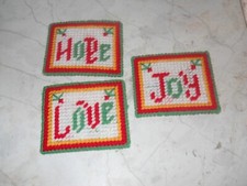 HANDMADE PLASTIC CANVAS CHRISTMAS MAGNETS SET OF 3