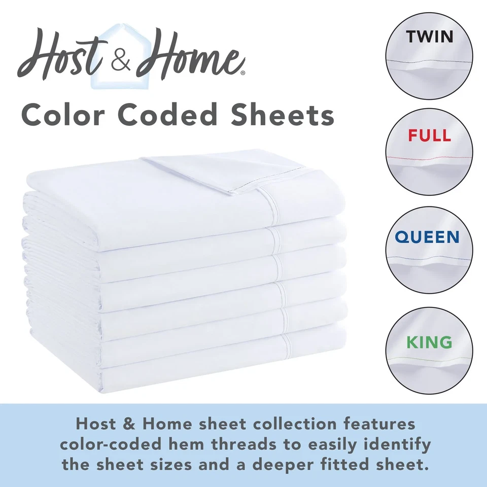 Microfiber Flat Bed Sheets (6 Pack), Color and Size Options, Color Coded Hem - Image 2 of 4