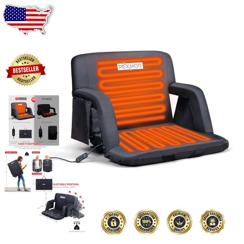 3-Level Heated Stadium Seats with Back Support - Extra Wide Portable Chair