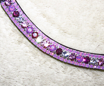 FSS Kristallbling Stirnband SCHIMMER Pflaume lila Amethyst Opal LEUCHTEN grau silber