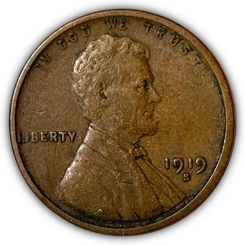 1919-S Lincoln Wheat Cent Extremely Fine XF Coin #6074