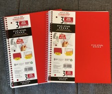 2 - Five Star Spiral Notebook, 3 Subject, Wide Ruled Paper, 150 Pg 10-1/2" x 8"