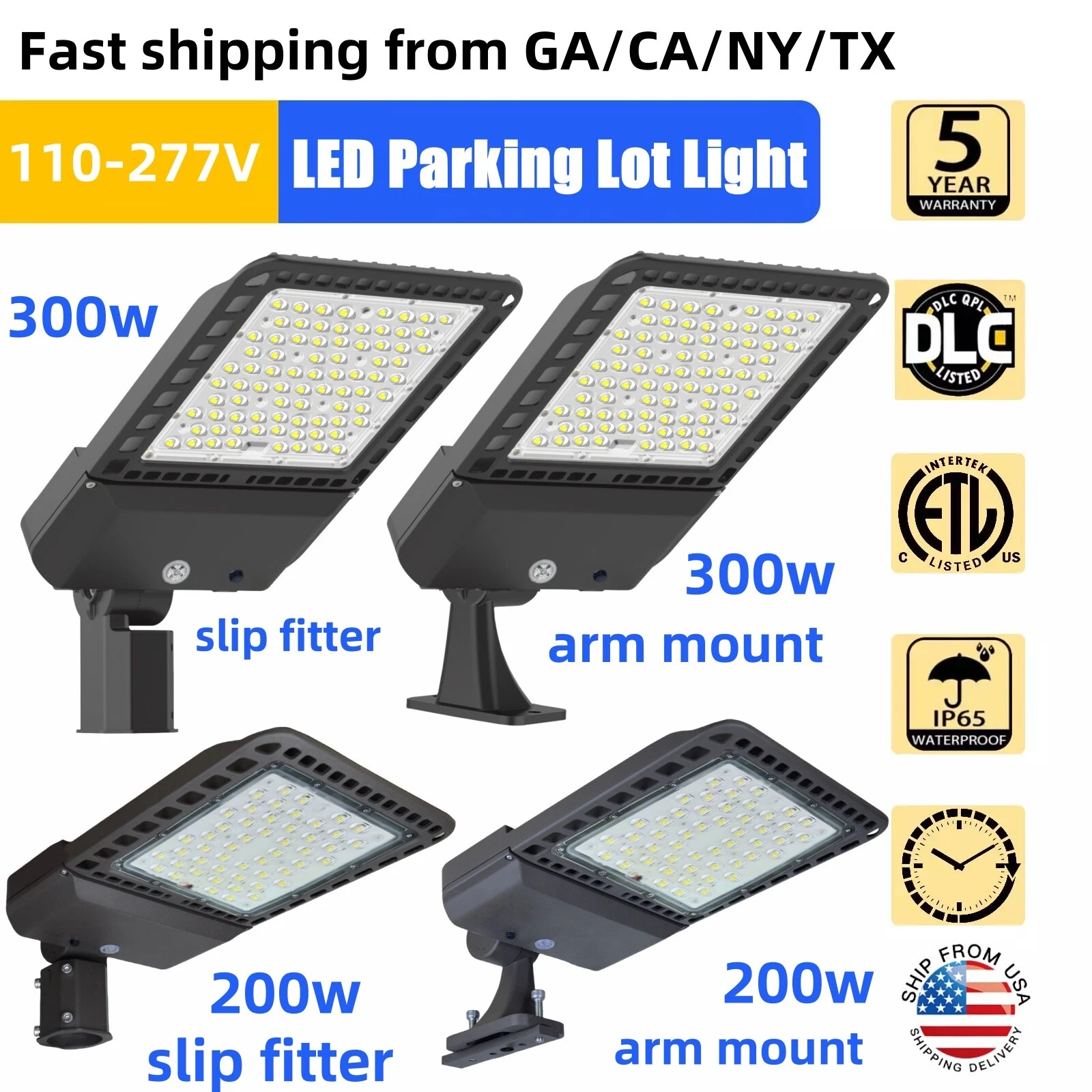 LED Parking Lot Lights with Dusk to Dawn Photocell Commercial Shoebox Pole Light
Opens in a new wind