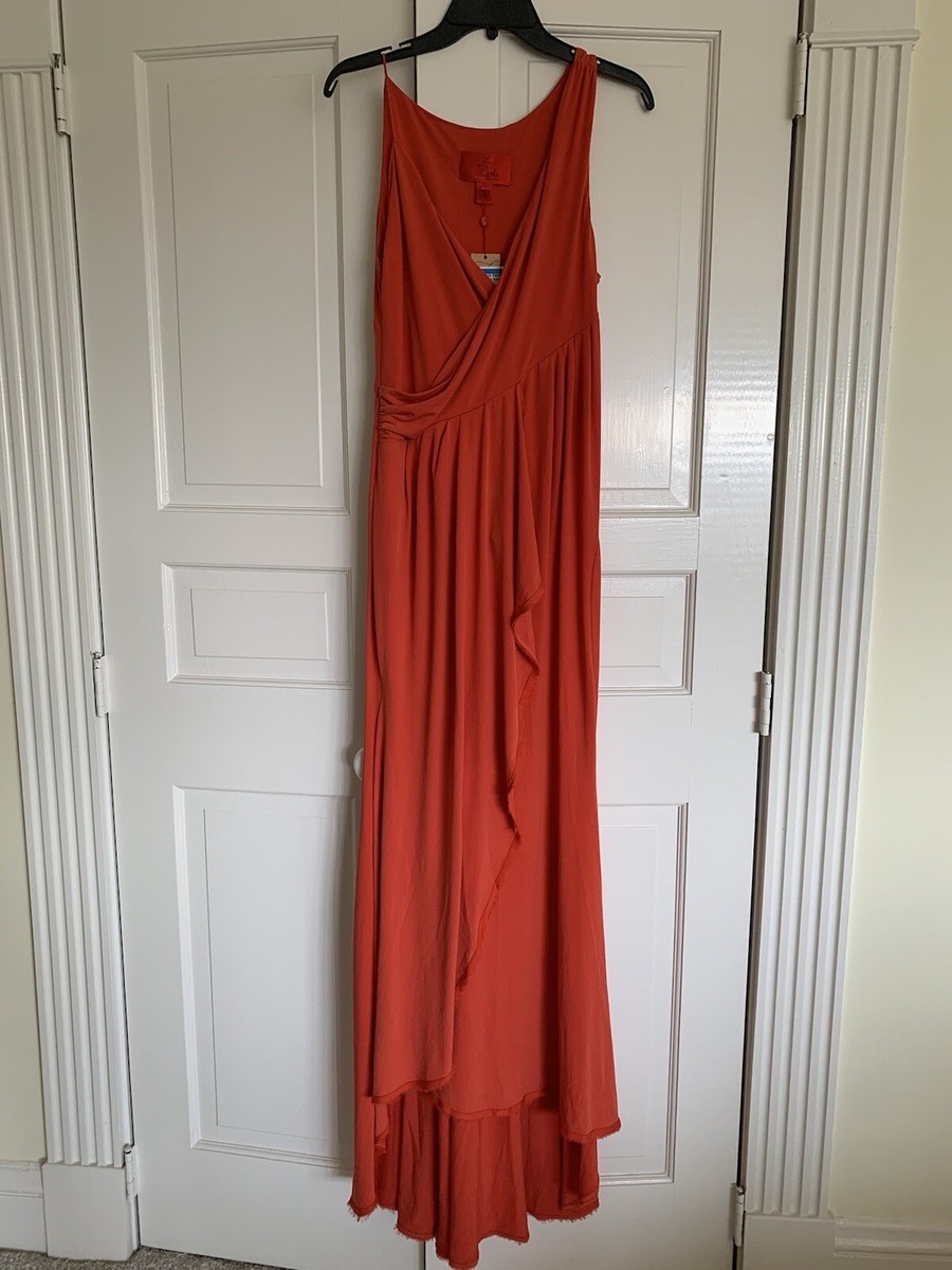 Zac Posen Z Spoke Jersey Wrap Gown Orange Women's 8 Zac Posen Z Spoke Jersey Wrap Gown Orange Women's 8