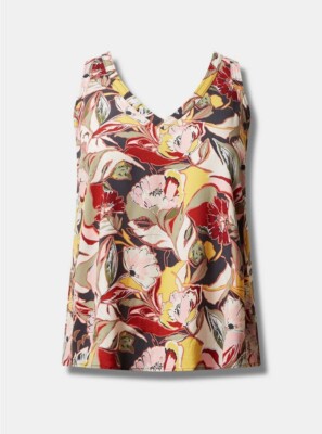Torrid Challis Stitch Detail Tank Multi Plus Size 4 4X 26 #G95202