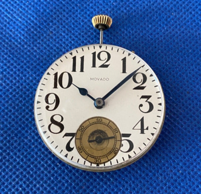 MOVADO 15J 4 Adjust Taschenuhrwerk & Zifferblatt (1/16185)