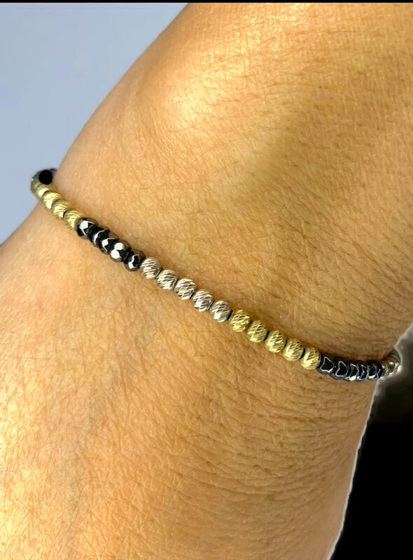 Bracelet GoldFild Laser cut Beads Silver/Gold /Black /Women Unique /Elegant Gift - Image 2 of 3