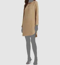 $185 Ralph Lauren Women's Beige Buckle Trim Double-Faced Dress Size 8