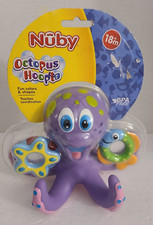 Nuby Purple Octopus Hoopla Floating Interactive Bath Toy 3 Tossing Rings Toy NEW