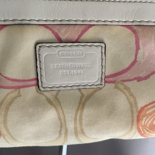 Coach Monogram Signature C Logo Barrel Shoulder Bag Purse White Rainbow 10677 - Picture 2 of 19