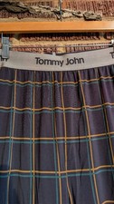 Tommy John Men's Plaid Lounge Pants Pajama Bottoms-Navy Blue-Sz 2XL