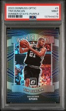 2023 PANINI DONRUSS OPTIC WINNER STAYS PURPLE #5 TIM DUNCAN PSA 9