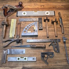 Outils anciens BOISERIE lot mixte avions carrés scribe règles biseautées ☆USA