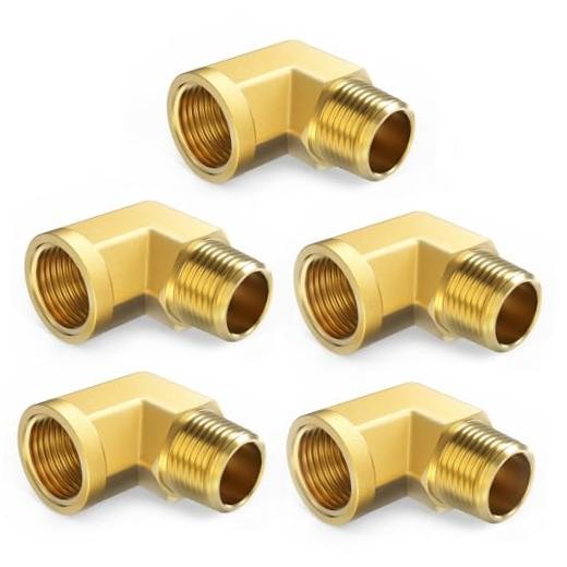 Brass Pipe Fitting, 90 Degree Barstock Street Elbow Female x Male 1/4" NPT 5