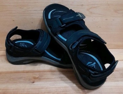 ABEO: CAYUCOS MEN' 8N Sport Sandals BLACK  Bio System Leather NON SLIP SOLES NEW