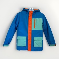 Hanna Andersson Girls Jacket Parka Size 150 US 12 Color block Blue Orange EUC