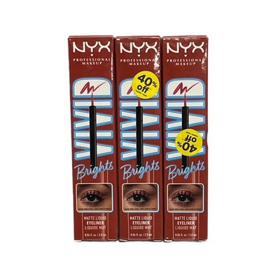 3 NYX Vivid Brights Matte Liquid Eyeliner ON RED VBLL04 NEW