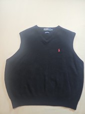 Polo Ralph Lauren Vest Mens XXL Blue Red Pony 100 Lambswool Sweater Vest