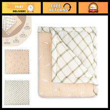 Reversible 100 Cotton Baby Quilt - Hand Quilted Nursery Blanket, 36"x36", Carro