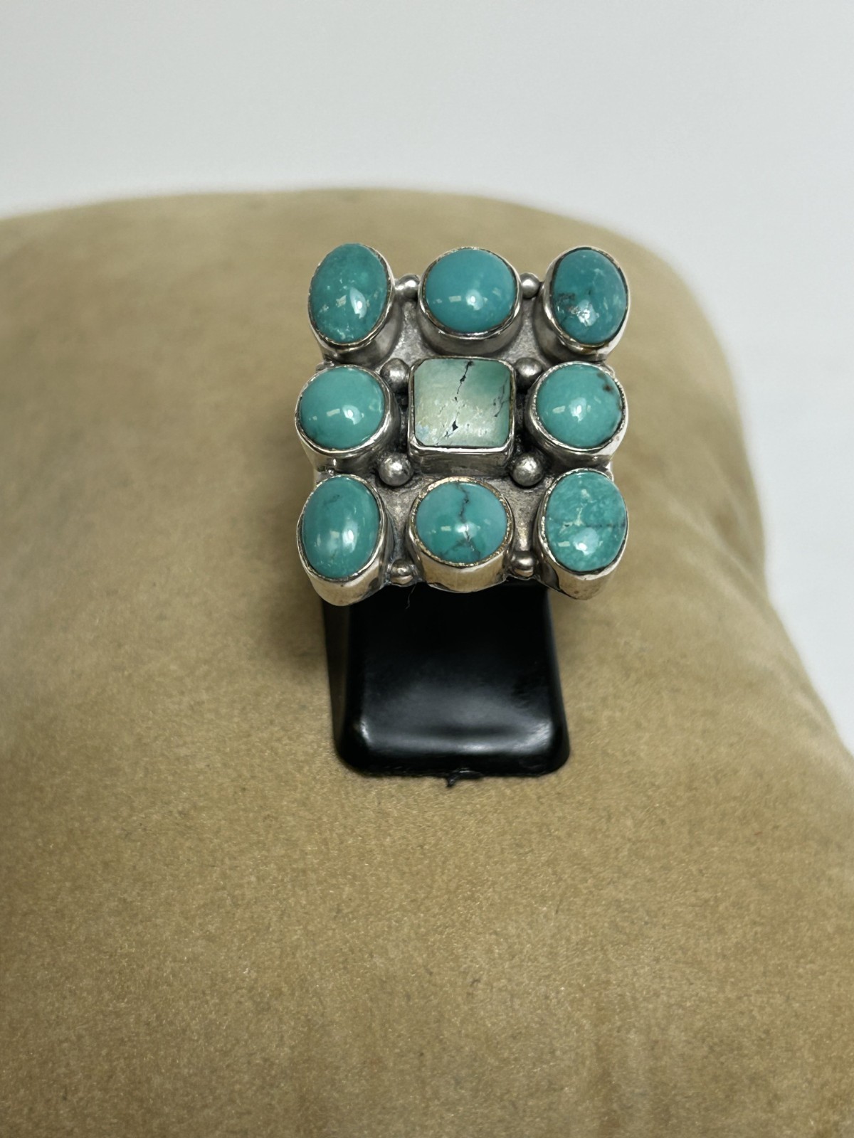 ALLURING STERLING SILVER LARGE 9 STONE TURQUOISE … - image 9