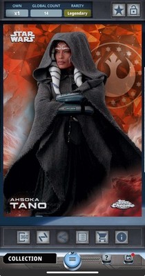 Star Wars Card Trader Chrome Ahsoka Tano 25cc Legendary