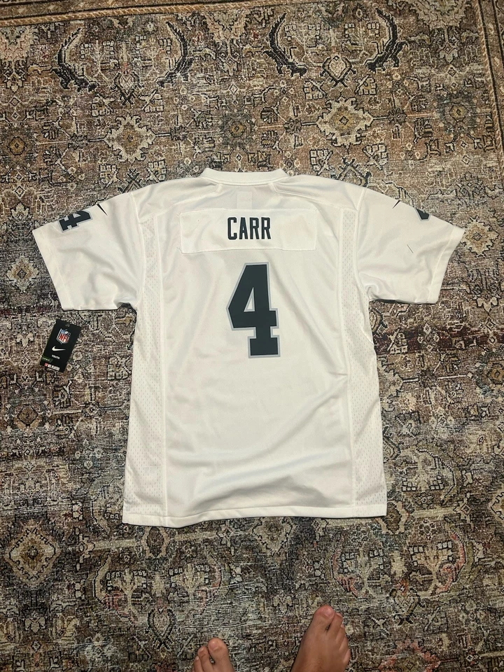 Nuevo Jersey Derrick Carr Blanco y Negro Nuevo con etiquetas Pequeña mancha Foto 4 de 4