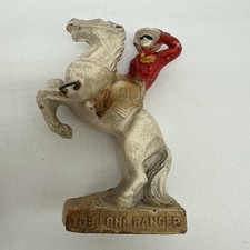Vintage Lone Ranger Rearing Silver Chalkware Toothbrush Holder 1938 4" Tall
