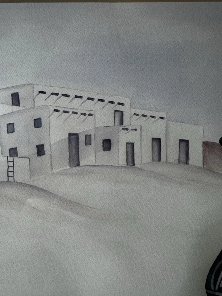 Arte Original Acuarela 30x24 Firmado P Williams Nativo Nuevo México Raro Foto 4 de 4