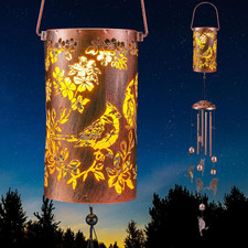 Cardinal Solar Wind Chimes Outdoor Metal Red Bird Gifts Solar Light Windchimes o