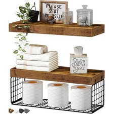 Bathroom Shelves Over Toilet - Wall Mounted Floating Shelves Toilet Paper Sto...