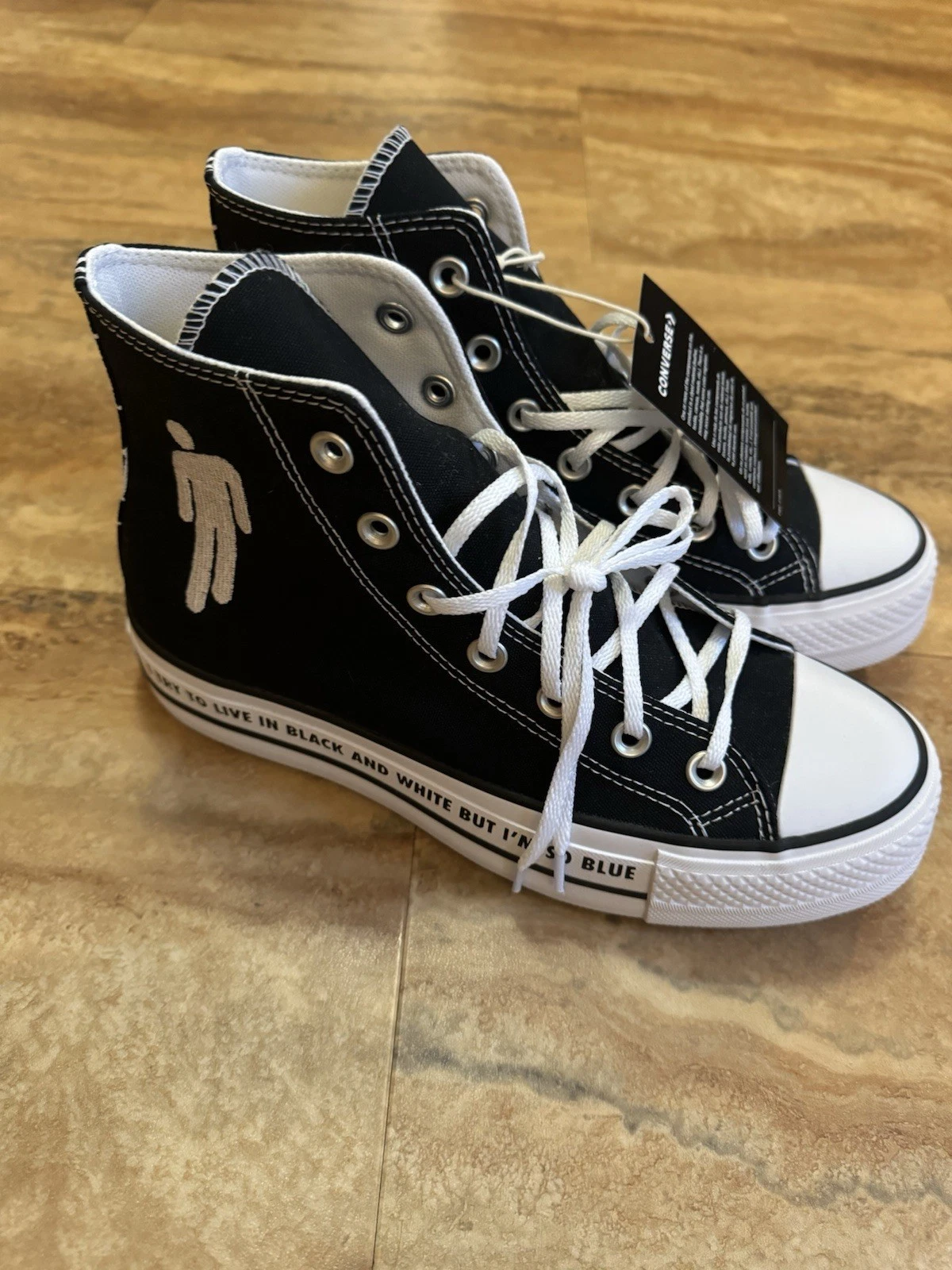 Nuove con scatola Converse X Billie Eilish Custom Collab nere platform blosh donna 8