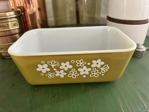 Vintage PYREX Ovenware Spring Blossom Refrigerator Dish Loaf Pan NO Lid #0502