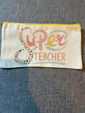 Super teacher pencil pouch with yellow  zip/Teacher Gift