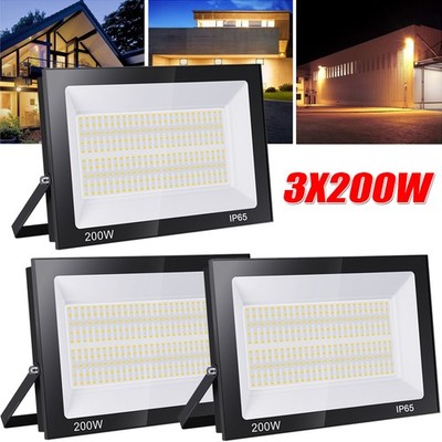 3X 200W LED Fluter Außen Strahler Scheinwerfer Flutlicht Baustrahler Lampe IP65