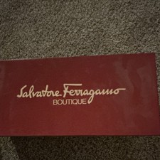 Salvatore Ferragamo Beige Leather Slingback Bow Block Heel Pump 8.5B