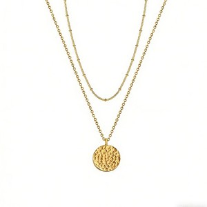 Authentic Gold Layered Choker Necklace 14K Gold Plated Bar Coin Charm Pendant Neckalce Del