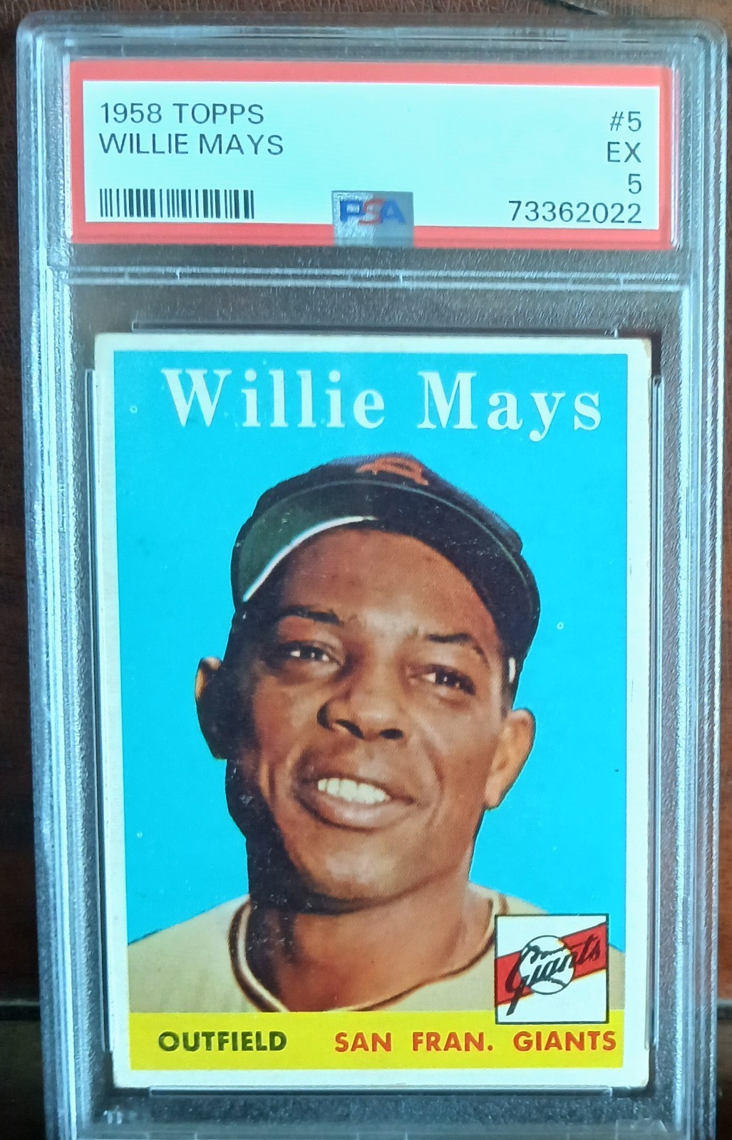 1958 Topps San Fran. Giants Willie Mays #5 PSA 5 EX, nice centering and color