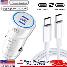 Mini 60W Double USB-C Fast Car Charger For Samsung S25 S24 S23 22 21 20  Ultra