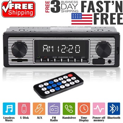 Bluetooth Vintage Car FM Radio MP3 Player USB Classic Stereo Audio Receiver AUX