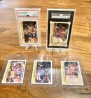 Michael Jordan 1986 Fleer sticker Rookie Card + 4 other 1986 fleer stickers.