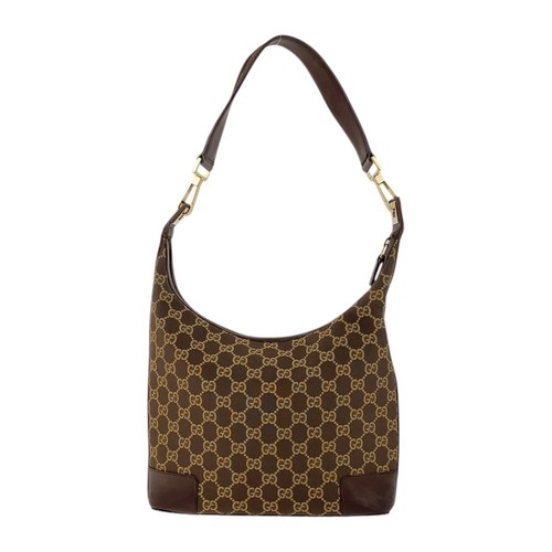 GUCCI Hobo 001 4204 Shoulder Bag Handbag Brown Gold Hardware GG canvas/leather - Picture 2 of 10