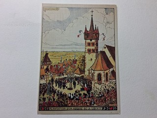 Carte postale Hansi Alsace Chatenois plantation d'un arbre de la liberté