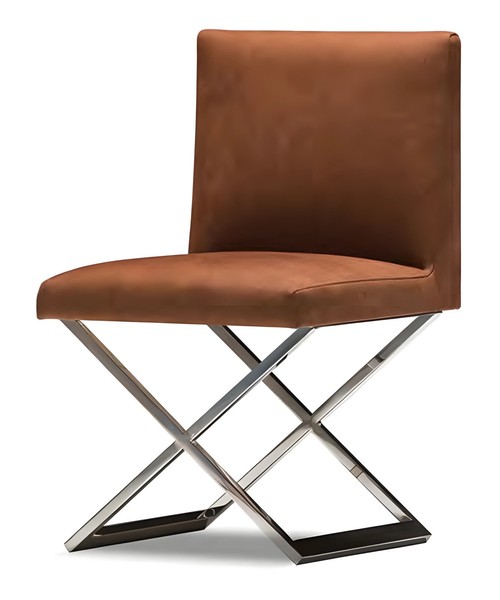 Brauner Metallstuhl Modern Elegant FüR Zuhause Und BüRo-image