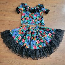 Vintage Square Dance Outfit Fun  Fancy Originals 8 Floral Skirt Blouse Set