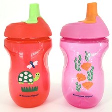 Tommee Tippee Insulated Sippy Cup 2 Pack Red Turtle Pink Seashell 9oz Soft Spout